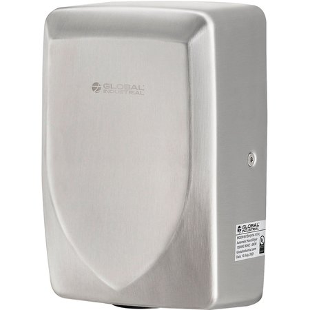 Global Industrial High Velocity Automatic Hand Dryer, ADA Compliant, Brushed Stainless, 120V 641591
